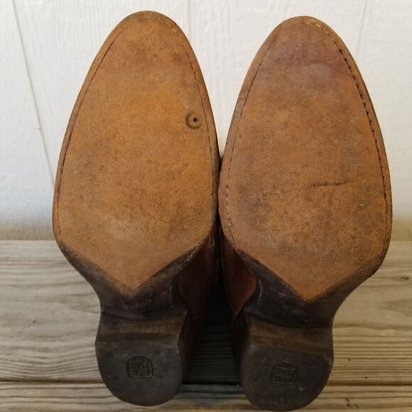 Vintage Goatskin Mens Brown Leather Cowboy Western Boots 9.5 D 16776 USA - Picture 7 of 14